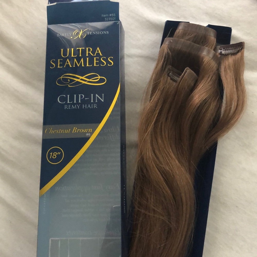 REMY HAIR CHESTNUT BROWN CLIP IN HAIR EXTENSIONS